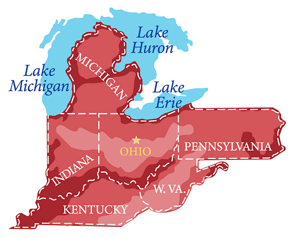 Expanding States - Michigan, Indiana, Ohio, Pennsylvania, Kentucky, West Virginia